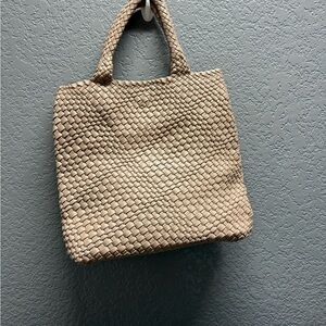 Faux leather woven purse tote bag
